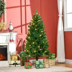 Árbol de Navidad Artificial con Luces Preinstaladas de 150 cm y 502 Ramas Decoración Navideña para Interior Verde - Ogal.Es