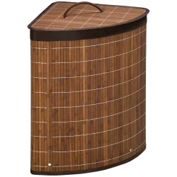 Cesto para Ropa Sucia de Bambú Capacidad de 55L Cesta para la Colada en Forma de Abanico 38x38x57 cm Marrón - Ogal.Es