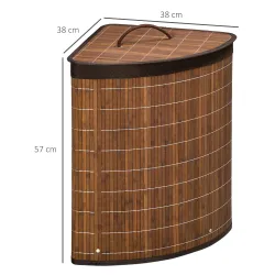 Cesto para Ropa Sucia de Bambú Capacidad de 55L Cesta para la Colada en Forma de Abanico 38x38x57 cm Marrón - Ogal.Es