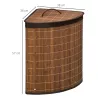 Cesto para Ropa Sucia de Bambú Capacidad de 55L Cesta para la Colada en Forma de Abanico 38x38x57 cm Marrón - Ogal.Es