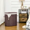 Cesto para Ropa Sucia de Bambú Capacidad de 100L Cesta para la Colada con 2 Compartimentos 62,5x37x60,5cm Marrón - Ogal.Es