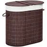 Cesto para Ropa Sucia de Bambú Capacidad de 100L Cesta para la Colada con 2 Compartimentos 62,5x37x60,5cm Marrón - Ogal.Es