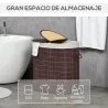 Cesto para Ropa Sucia de Bambú Capacidad de 100L Cesta para la Colada con 2 Compartimentos 62,5x37x60,5cm Marrón - Ogal.Es