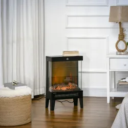 Chimenea Eléctrica 1000W/2000W Calentador de Chimenea con Llama LED Ajustable hasta 15-20 m² 40,5x20x62 cm Negro - Ogal.Es