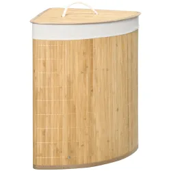 Cesto para Ropa Sucia de Bambú Capacidad de 55L Cesta para la Colada en Forma de Abanico 38x38x57 cm Natural - Ogal.Es
