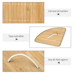 Cesto para Ropa Sucia de Bambú Capacidad de 55L Cesta para la Colada en Forma de Abanico 38x38x57 cm Natural - Ogal.Es