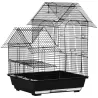 Jaula para Pájaros Pajarera Metálica con 3 Puertas 2 Comederos 2 Perchas para Canarios 39x33x47cm Negro - Ogal.Es