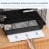 Jaula para Pájaros Pajarera Metálica con 3 Puertas 2 Comederos 2 Perchas para Canarios 39x33x47cm Negro - Ogal.Es