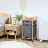 Cesto para Ropa Sucia Cesta para la Colada de Bambú con 2 Bolsas de Tela Extraíbles y Ruedas 42x35x84,5 cm Gris - Ogal.Es