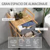 Cesto para Ropa Sucia Cesta para la Colada de Bambú con 2 Bolsas de Tela Extraíbles y Ruedas 42x35x84,5 cm Gris - Ogal.Es