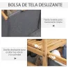 Cesto para Ropa Sucia Cesta para la Colada de Bambú con 2 Bolsas de Tela Extraíbles y Ruedas 42x35x84,5 cm Gris - Ogal.Es
