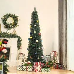 Árbol de Navidad Artificial Altura 180 cm con 380 Ramas Decoración Navideña para Interiores Ø56x180 cm Verde - Ogal.Es