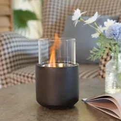 Chimenea Bioetanol Sobremesa Capacidad de 0,4L Combustión de 2,5h para Interior y Exterior 12x12x19cm Gris Oscuro - Ogal.Es
