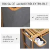 Cesto para Ropa Sucia de Bambú Cesta para la Colada con 3 Bolsas de Tela Extraíbles 50x32x69,7 cm Gris - Ogal.Es