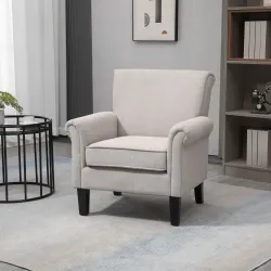 Butaca de Salón Tapizada en Tela Sillón Relax con Reposabrazos Asiento Extraíble para Dormitorio 79x78x87 cm Gris - Ogal.Es