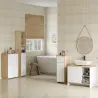 Armario de Baño con 1 Cajón y 2 Puertas Mueble Auxiliar de Estilo Moderno 60x30x90 cm Blanco y Natural - Ogal.Es