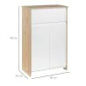 Armario de Baño con 1 Cajón y 2 Puertas Mueble Auxiliar de Estilo Moderno 60x30x90 cm Blanco y Natural - Ogal.Es