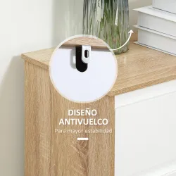 Armario de Baño con 1 Cajón y 2 Puertas Mueble Auxiliar de Estilo Moderno 60x30x90 cm Blanco y Natural - Ogal.Es