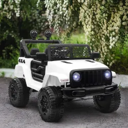 Coche Eléctrico para Niños de +3 Años Vehículo Todoterreno de Batería 12V con Control Remoto 100x65x72 cm Blanco - Ogal.Es