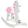 Caballito Balancín para Niños de 1-3 Años de Madera con Manillar y Pedales Carga 50 kg 68x27x51,5cm Blanco y Rosa - Ogal.Es