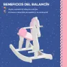 Caballito Balancín para Niños de 1-3 Años de Madera con Manillar y Pedales Carga 50 kg 68x27x51,5cm Blanco y Rosa - Ogal.Es