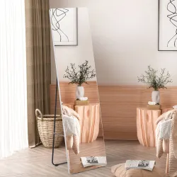 Espejo de Pie de Cuerpo Entero con Marco de Aleación de Aluminio de Estilo Moderno 45x37x158,5 cm Plata - Ogal.Es
