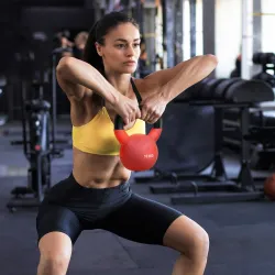 Pesa Rusa de 10 kg de Hierro Fundido con Revestimiento de Neopreno para Entrenamiento de Fuerza 19x12x22 cm Rojo - Ogal.Es