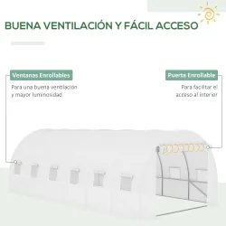 Cubierta de Repuesto para Invernadero 600x300x200cm Tipo Túnel Carpa de Invernadero con 12 Ventanas Blanco - Ogal.Es
