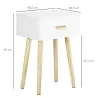 Juego de 2 Mesitas de Noche con Cajón y Patas de Madera para Dormitorio Salón Cama Oficina 40,5x30,5x60 cm Blanco - Ogal.Es