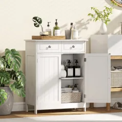 Armario Auxiliar de Baño con Cajones de Estilo Clásico Mueble Auxiliar de Pasillo Dormitorio 60x30x75 cm Blanco - Ogal.Es