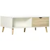 Mesa de Centro Rectangular Mesa con 2 Cajones y Compartimientos Abiertos Estilo Nórdico 106x58x39,5 cm Blanco - Ogal.Es