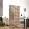 Biombo Separador de Ambientes de 4 Paneles Plegables de Madera de Pino y Fibra de Papel 180x180cm Marrón y Blanco - Ogal.Es