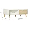 Mesa de Centro Rectangular Mesa con 2 Cajones y Compartimientos Abiertos Estilo Nórdico 106x58x39,5 cm Blanco - Ogal.Es