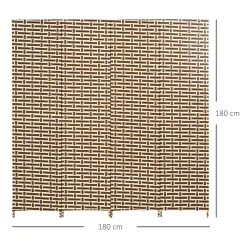 Biombo Separador de Ambientes de 4 Paneles Plegables de Madera de Pino y Fibra de Papel 180x180cm Marrón y Blanco - Ogal.Es