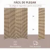 Biombo Separador de Ambientes de 4 Paneles Plegables de Madera de Pino y Fibra de Papel 180x180cm Marrón y Blanco - Ogal.Es