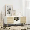 Mueble de TV con Cajón y 2 Puertas para Televisores de hasta 50" 110x40x50 cm Blanco y Madera Natural - Ogal.Es