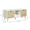 Mueble de TV con Cajón y 2 Puertas para Televisores de hasta 50" 110x40x50 cm Blanco y Madera Natural - Ogal.Es