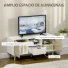Mueble de TV con Cajón y 2 Puertas para Televisores de hasta 50" 110x40x50 cm Blanco y Madera Natural - Ogal.Es