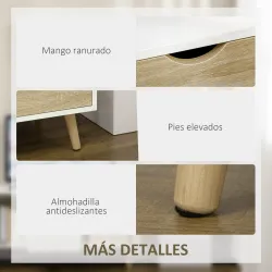 Mueble de TV con Cajón y 2 Puertas para Televisores de hasta 50" 110x40x50 cm Blanco y Madera Natural - Ogal.Es