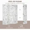 Biombo Divisor Separador de Ambientes de 4 Paneles Plegables de Madera de Paulonia 160,5x170 cm Blanco Rústico - Ogal.Es