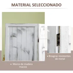 Biombo Divisor Separador de Ambientes de 4 Paneles Plegables de Madera de Paulonia 160,5x170 cm Blanco Rústico - Ogal.Es