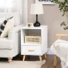 Mesita de Noche con 1 Cajón y Estante Mesa Auxiliar de Estilo Nórdico para Salón Dormitorio 40x40x62 cm Blanco - Ogal.Es