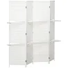 Biombo Separador de Ambientes Plegable con 2 Estantes de Madera de Pino y Fibra de Papel 181x180 cm Blanco - Ogal.Es