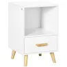Mesita de Noche con 1 Cajón y Estante Mesa Auxiliar de Estilo Nórdico para Salón Dormitorio 40x40x62 cm Blanco - Ogal.Es