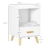 Mesita de Noche con 1 Cajón y Estante Mesa Auxiliar de Estilo Nórdico para Salón Dormitorio 40x40x62 cm Blanco - Ogal.Es