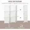 Biombo Separador de Ambientes Plegable con 2 Estantes de Madera de Pino y Fibra de Papel 181x180 cm Blanco - Ogal.Es
