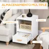 Mesita de Noche con 1 Cajón y Estante Mesa Auxiliar de Estilo Nórdico para Salón Dormitorio 40x40x62 cm Blanco - Ogal.Es