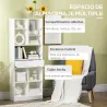 Estantería de Madera con 1 Cajón y 9 Compartimentos Mueble Librería para Salón Oficina Estudio 60x26x158cm Blanco - Ogal.Es