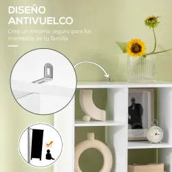 Estantería de Madera con 1 Cajón y 9 Compartimentos Mueble Librería para Salón Oficina Estudio 60x26x158cm Blanco - Ogal.Es