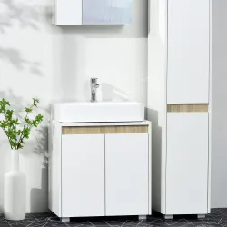 Mueble para Debajo del Lavabo Armario Bajo con 2 Puertas y Almacenamiento Interior 57x33x60 cm Blanco - Ogal.Es
